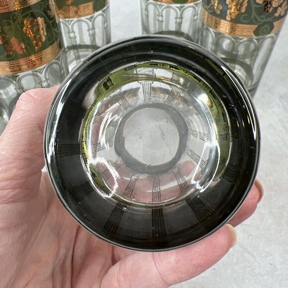 8 Cera‎ Golden Grapes Green Tall Highball Tumblers Vintage MCM Glasses - Picture 5 of 9